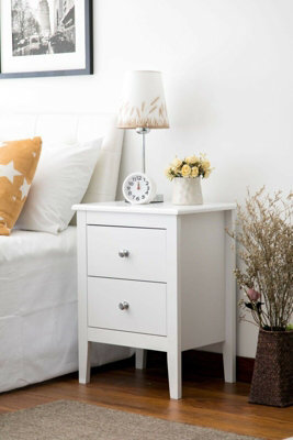 Aspect Furniture Melia Bedside Table,nightstand Lamp Desk For Bedroom (White, 2 Drawer) - image 1