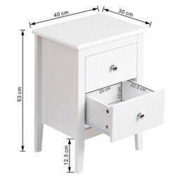 Aspect Furniture Melia Bedside Table,nightstand Lamp Desk For Bedroom (White, 2 Drawer) - thumbnail 7