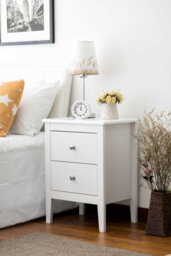 Aspect Furniture Melia Bedside Table,nightstand Lamp Desk For Bedroom (White, 2 Drawer) - thumbnail 1