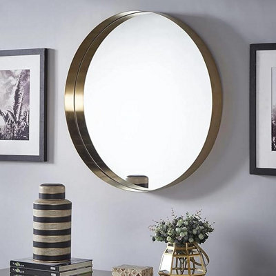 Biznest Round Gold Wall Mirror 100Cm Deep Aluminium Frame Bathroom Or Living Room Must Have - image 1