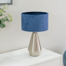 Valuelights Jax Silver Metal Touch Dimmer Table Lamp With Navy Blue Velvet Shade - thumbnail 4
