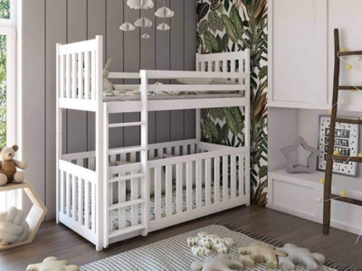 Arte Cris Contemporary Pine Bunk Bed With Cot Bed In White (L)1980mm (H)1710mm (W)980mm - image 1