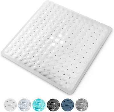 Keplin Non-Slip Rubber 54X54Cm Shower Mat, 200 Suction Cups, Bpa, Latex Free, Machine Washable, White - image 1