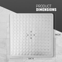 Keplin Non-Slip Rubber 54X54Cm Shower Mat, 200 Suction Cups, Bpa, Latex Free, Machine Washable, White - thumbnail 2