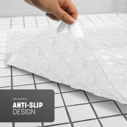 Keplin Non-Slip Rubber 54X54Cm Shower Mat, 200 Suction Cups, Bpa, Latex Free, Machine Washable, White - thumbnail 5