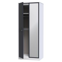 San Jose Ready Assembled Contemporary Indigo & White Effect Tall Double Wardrobe With 1 Mirror Door (H)1970mm (W)770mm (D)530mm - thumbnail 3