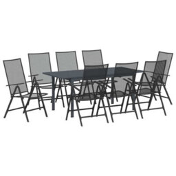 Berkfield Garden Dining Set 9 Pcs Anthracite Steel - thumbnail 2