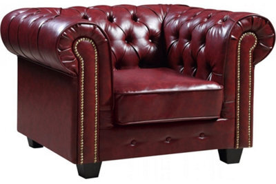 Furniture Instore Chesterfield Red Leather Antique Armchair - image 1