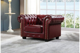 Furniture Instore Chesterfield Red Leather Antique Armchair - thumbnail 2