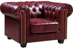 Furniture Instore Chesterfield Red Leather Antique Armchair - thumbnail 1