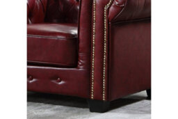 Furniture Instore Chesterfield Red Leather Antique Armchair - thumbnail 4