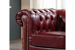 Furniture Instore Chesterfield Red Leather Antique Armchair - thumbnail 3