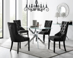 Furniturebox Uk Leonardo 4 Table And 4 Black Belgravia Black Leg Chairs - thumbnail 1