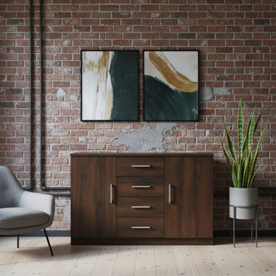 Bono Bo 01 K2D4Sz Modern Chest Of Drawers With 2 Doors And 4 Storage Drawers Monastery Oak - image 1