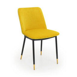 Julian Bowen Pair Of Delaunay Mustard Yellow Velvet Dining Chairs, Upholstered, Set Of 2, Metal Legs, Height: 81 X Width: 50 X Depth: 57Cm - thumbnail 4