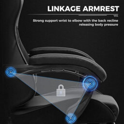 Luckracer Gaming Chair, Massage Ergonomic Computer Chair Lumbar Support High Back Height Adjustable Gaming Chair, Black - thumbnail 6