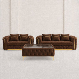 Ambassador Chesterfield Sofa Brown 3 Plus 2 Full Set