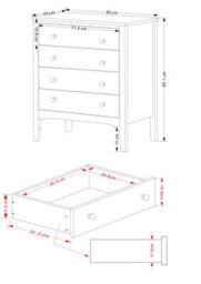 Core Products Como 4 Drawer Midnight Blue Chest Of Drawers, H85.0Cm X W83.0Cm X D43.0Cm - thumbnail 6
