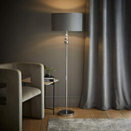 Valuelights Marissa Chrome Stacked Ball Floor Lamp With Grey Velvet With Chrome Inner Lamp Shade And Led Bulb - thumbnail 5