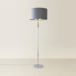 Valuelights Marissa Chrome Stacked Ball Floor Lamp With Grey Velvet With Chrome Inner Lamp Shade And Led Bulb - thumbnail 6