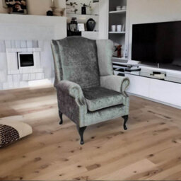 Chesterfield Prince's High Back Wing Chair Shimmer Silver Velvet In Mallory Style - thumbnail 3