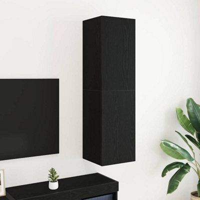 Berkfield Tv Cabinet In Black Oak, Size 30.5 X 30 X 110 Cm, Made From Engineered Wood - image 1