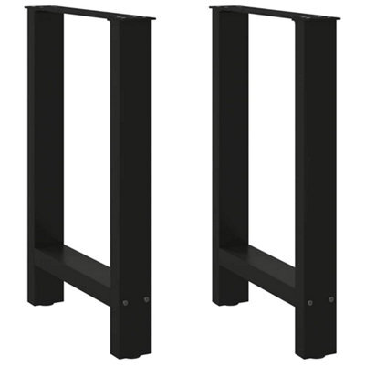 Berkfield Dining Table Legs Black 2 Pcs 60X(72-73) Cm Steel - image 1