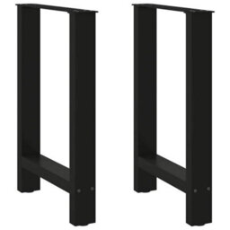 Berkfield Dining Table Legs Black 2 Pcs 60X(72-73) Cm Steel - thumbnail 1