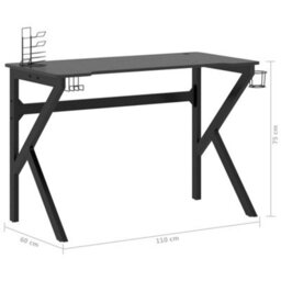 Berkfield Gaming Desk With K Shape Legs Black 110X60X75 Cm - thumbnail 9