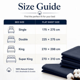 Moonlight Bedding 100% Cotton Hotel Quality Flat Bed Sheet, Top Sheet For Guest House, Spa & Airbnb (Navy, Double, 225X275 Cm) - thumbnail 7