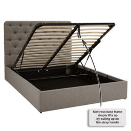 The Furniture Market Chesterfield Button 5Ft King Size Storage Ottoman Bed Grey Linen Fabric - thumbnail 7