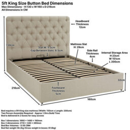The Furniture Market Chesterfield Button 5Ft King Size Storage Ottoman Bed Grey Linen Fabric - thumbnail 9