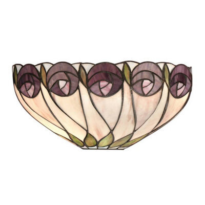 Luminosa Lighting Luminosa Hutchinson 1 Light Indoor Wall Uplighter Dark Bronze With Tiffany Glass, E14 - image 1