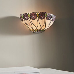 Luminosa Lighting Luminosa Hutchinson 1 Light Indoor Wall Uplighter Dark Bronze With Tiffany Glass, E14 - thumbnail 3