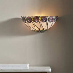 Luminosa Lighting Luminosa Hutchinson 1 Light Indoor Wall Uplighter Dark Bronze With Tiffany Glass, E14 - thumbnail 2