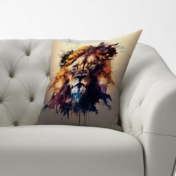 Warren Reed Designer Majestic Lion Face Splashart Cushions 60Cm X 60Cm - thumbnail 2