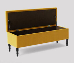 180Cm Swiss Chesterfield Ottoman Storage Bench- Plush Velvet Shoe Bench - Mustard Gold Upholstery Footstool With Storage - thumbnail 2