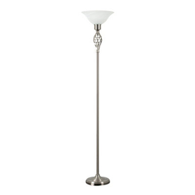 Valuelights Memphis Traditional Style Satin Nickel Barley Twist Floor Lamp With Frosted Shade - image 1