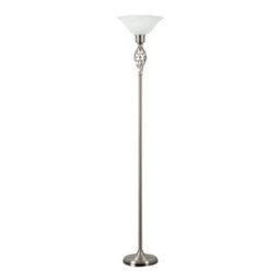Valuelights Memphis Traditional Style Satin Nickel Barley Twist Floor Lamp With Frosted Shade