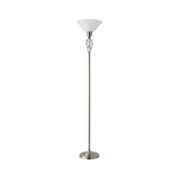 Valuelights Memphis Traditional Style Satin Nickel Barley Twist Floor Lamp With Frosted Shade - thumbnail 2