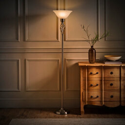 Valuelights Memphis Traditional Style Satin Nickel Barley Twist Floor Lamp With Frosted Shade - thumbnail 5