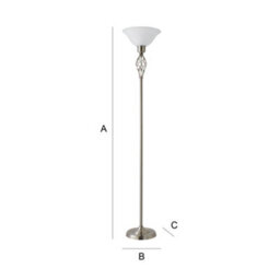 Valuelights Memphis Traditional Style Satin Nickel Barley Twist Floor Lamp With Frosted Shade - thumbnail 7