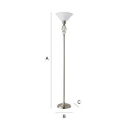 Valuelights Memphis Traditional Style Satin Nickel Barley Twist Floor Lamp With Frosted Shade - thumbnail 8