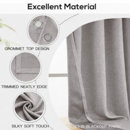 Bedlooms Mocha Linen Curtain 100% Blackout Thermal Insulated Eyelet Curtain (Pair) 90 X 90 Inches With Tie Back Two - thumbnail 5