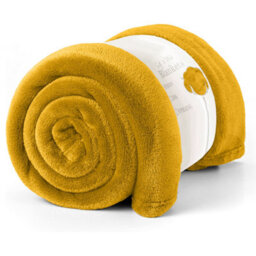 Ameha Fleece Plain Blanket, Lightweight & Reversible Throw For Travel, Bed & Sofa Blanket, Ochre King 200X240Cm