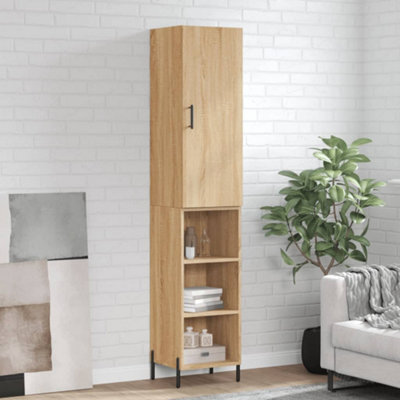 Berkfield Highboard Sonoma Oak 34.5X34X180 Cm Engineered Wood - image 1