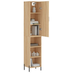 Berkfield Highboard Sonoma Oak 34.5X34X180 Cm Engineered Wood - thumbnail 3