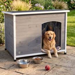 Dog Kennel Grey By Cozy Pet Xl Size Insulated Wooden Puppy Kennels House Dk01Xl-Grey - thumbnail 1