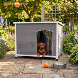 Dog Kennel Grey By Cozy Pet Xl Size Insulated Wooden Puppy Kennels House Dk01Xl-Grey - thumbnail 3
