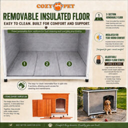 Dog Kennel Grey By Cozy Pet Xl Size Insulated Wooden Puppy Kennels House Dk01Xl-Grey - thumbnail 7